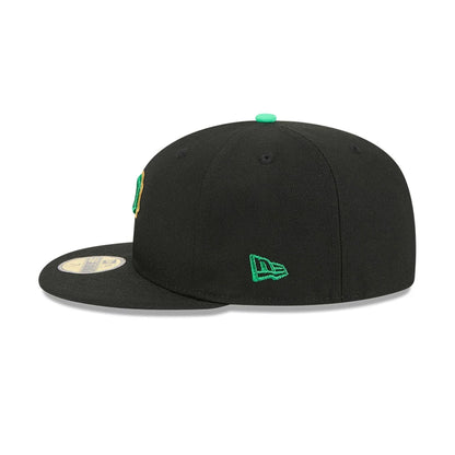 Pictured is this MLB Saint Patrick's Day Pittsburgh Pirates 59FIFTY Fitted cap in black. 6