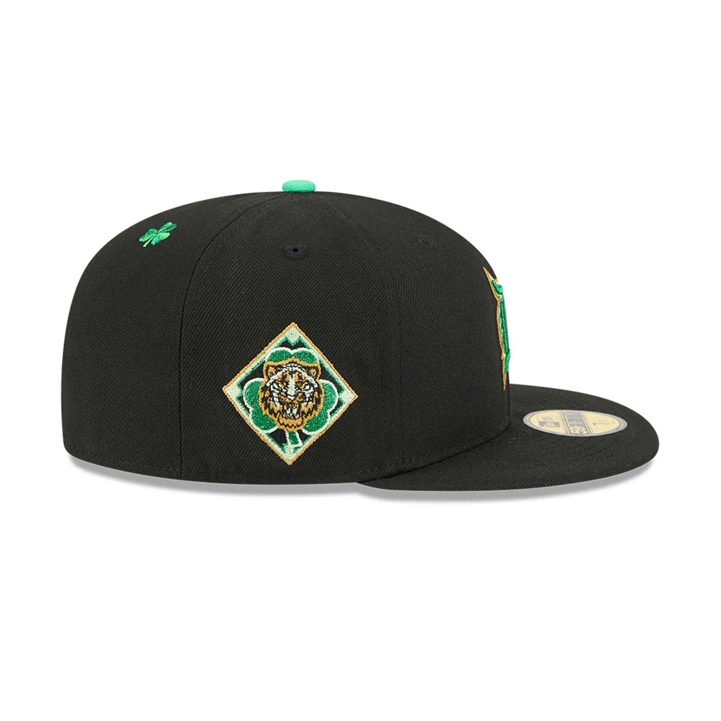 Pictured is this MLB Saint Patrick's Day Detroit Tigers 59FIFTY Fitted cap in black. 4