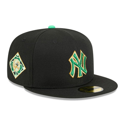 Pictured is this MLB Saint Patrick's Day New York Yankees 59FIFTY Fitted cap in black. 1