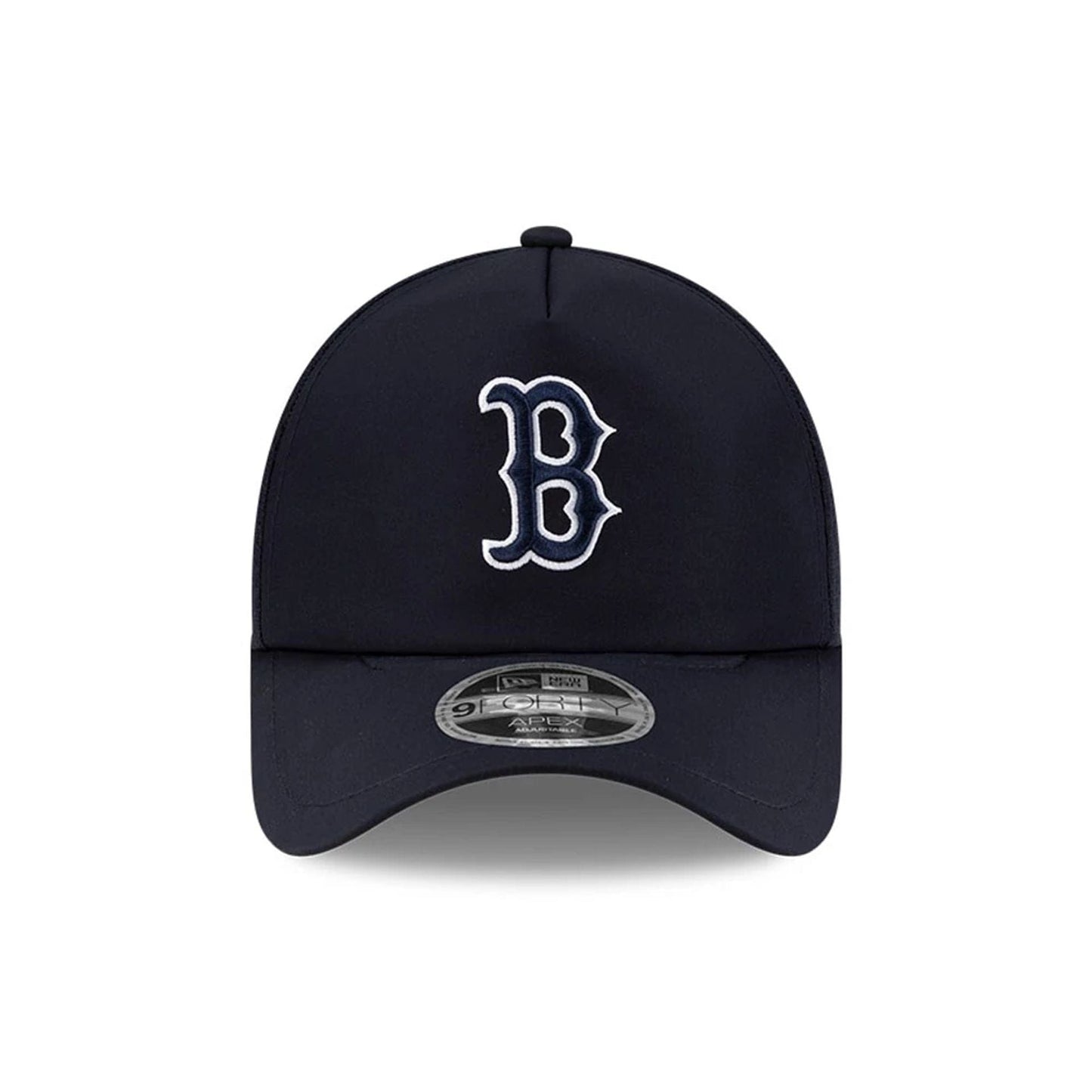 Pictured is this MLB Batting Practice 2026 Boston Red Sox 9FORTY Apex cap in navy. 2