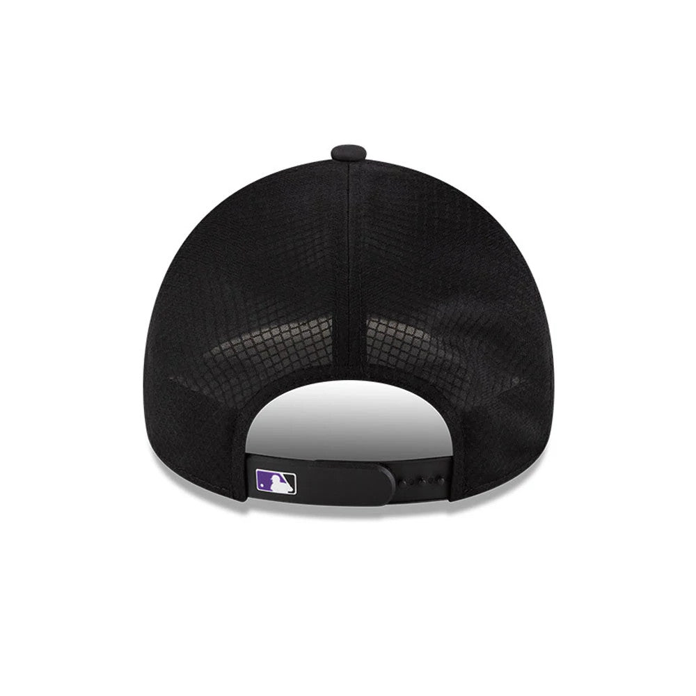 Pictured is this MLB Batting Practice 2026 Colorado Rockies 9FORTY Apex cap in Black. 4
