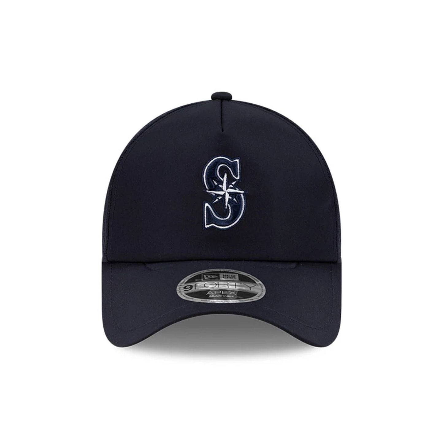 Pictured is this MLB Batting Practice 2026 Seattle Mariners 9FORTY Apex cap in navy. 2