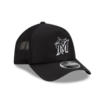 Pictured is this MLB Batting Practice 2026 Miami Marlins 9FORTY Apex cap in black. 3