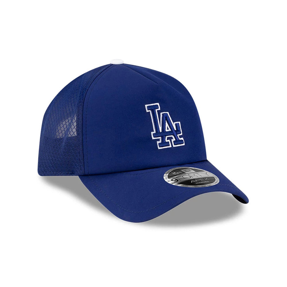Pictured is this MLB Batting Practice 2026 LA Dodgers 9FORTY Apex cap in dark blue. 3