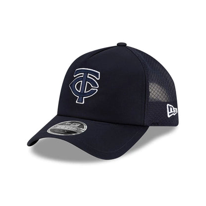 Pictured is this MLB Batting Practice 2026 Minnesota Twins 9FORTY Apex cap in navy. 1