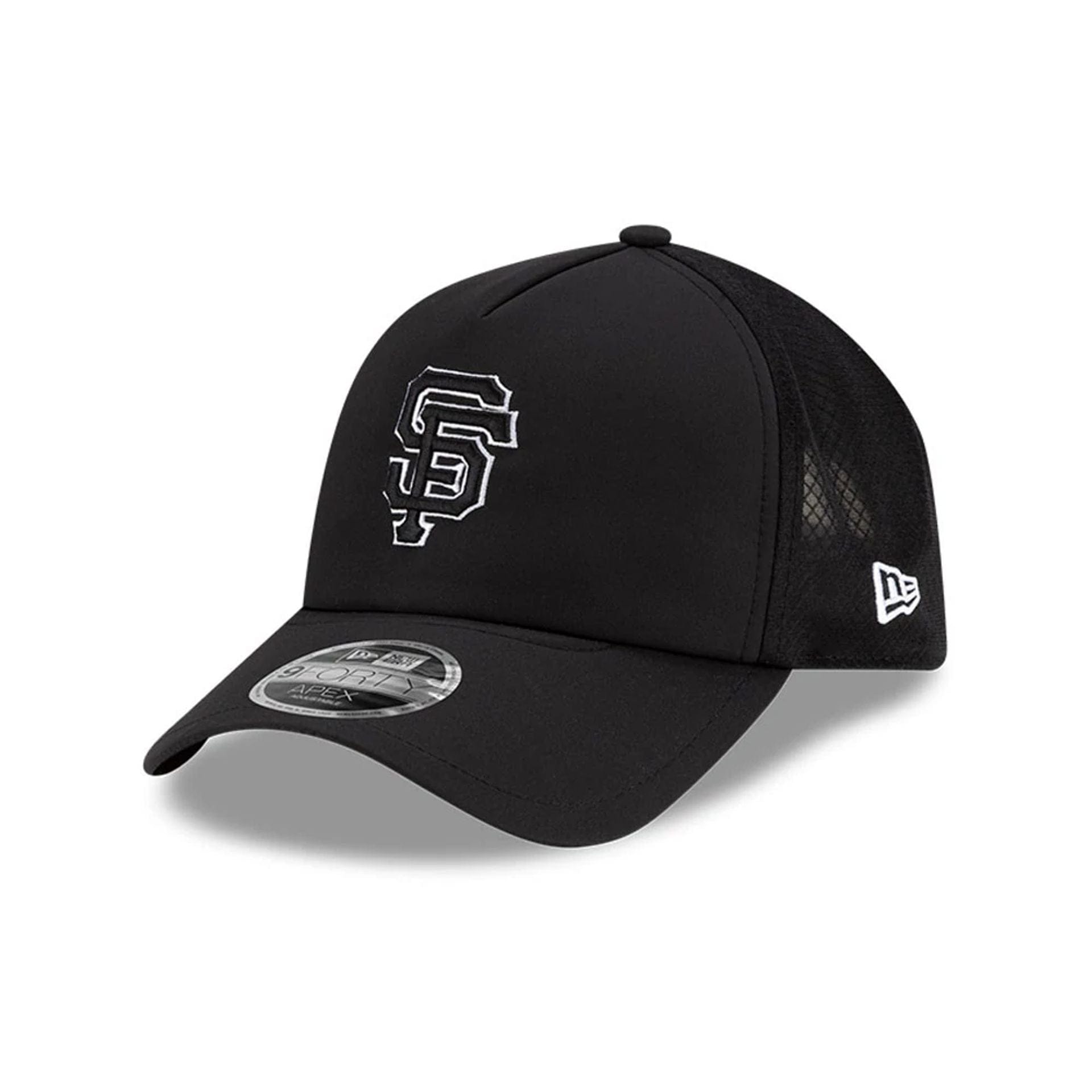 Pictured is this MLB Batting Practice 2026 San Francisco Giants 9FORTY Apex cap in black. 1