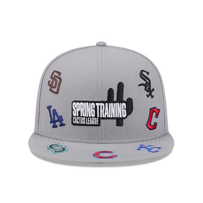 Pictured is this MLB Scattered Cactus League Logo 9FIFTY Snapback cap in grey. 2
