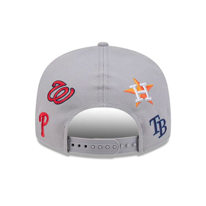 Pictured is this MLB Scattered Grapefruit League Logo 9FIFTY Snapback cap in grey. 4