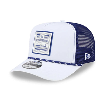 Pictured is this MLB Lines LA Dodgers 9FIFTY A-Frame Snapback cap in dark blue. 1