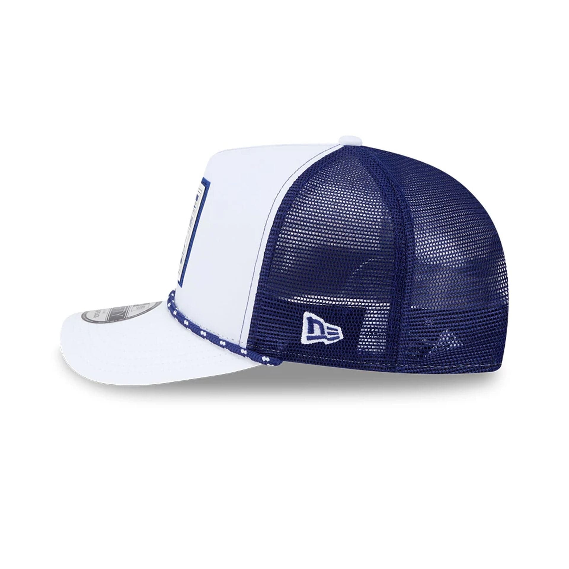 Pictured is this MLB Lines LA Dodgers 9FIFTY A-Frame Snapback cap in dark blue. 5