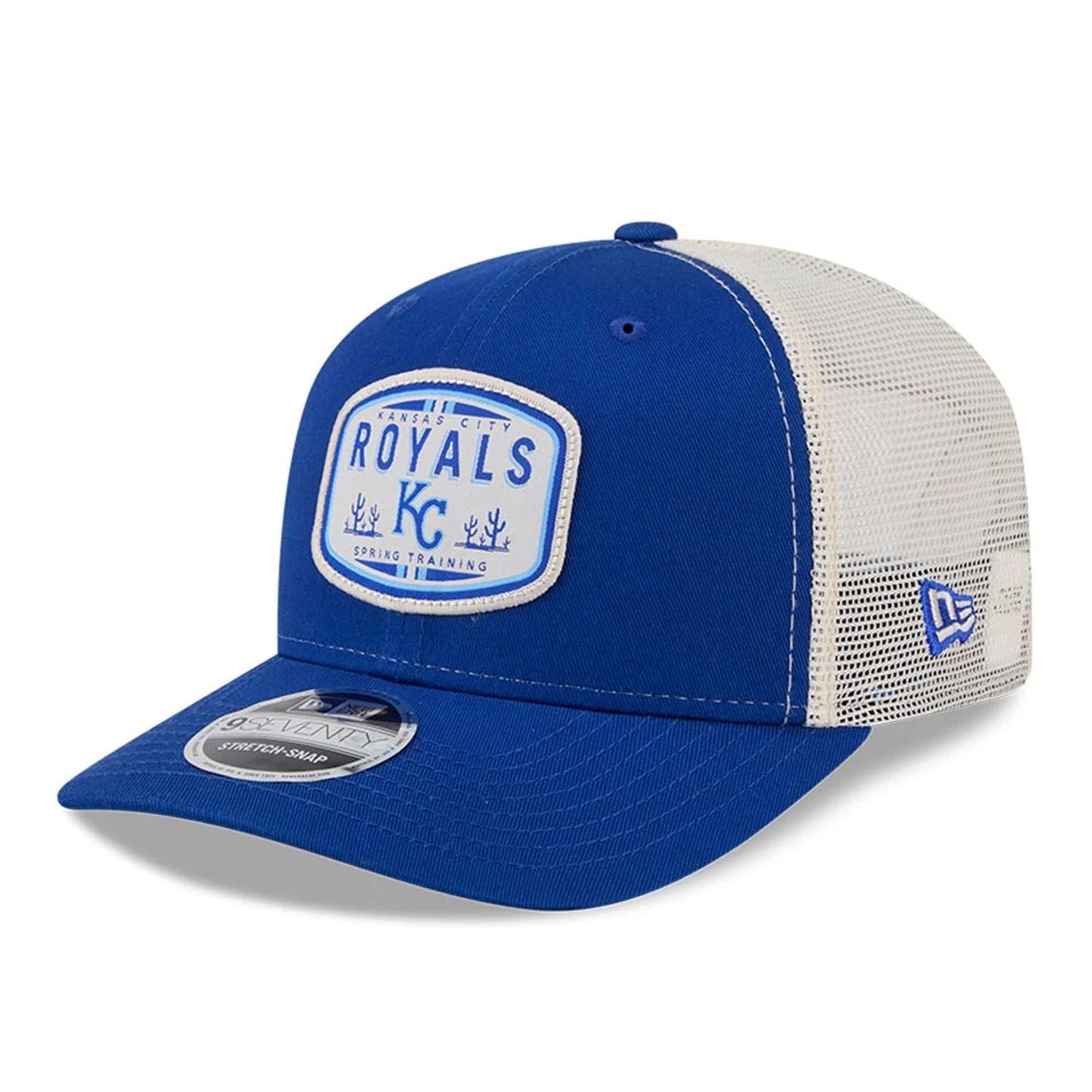 Pictured is this MLB Patch Kansas City Royals 9SEVENTY Stretch Snap cap in blue. 1
