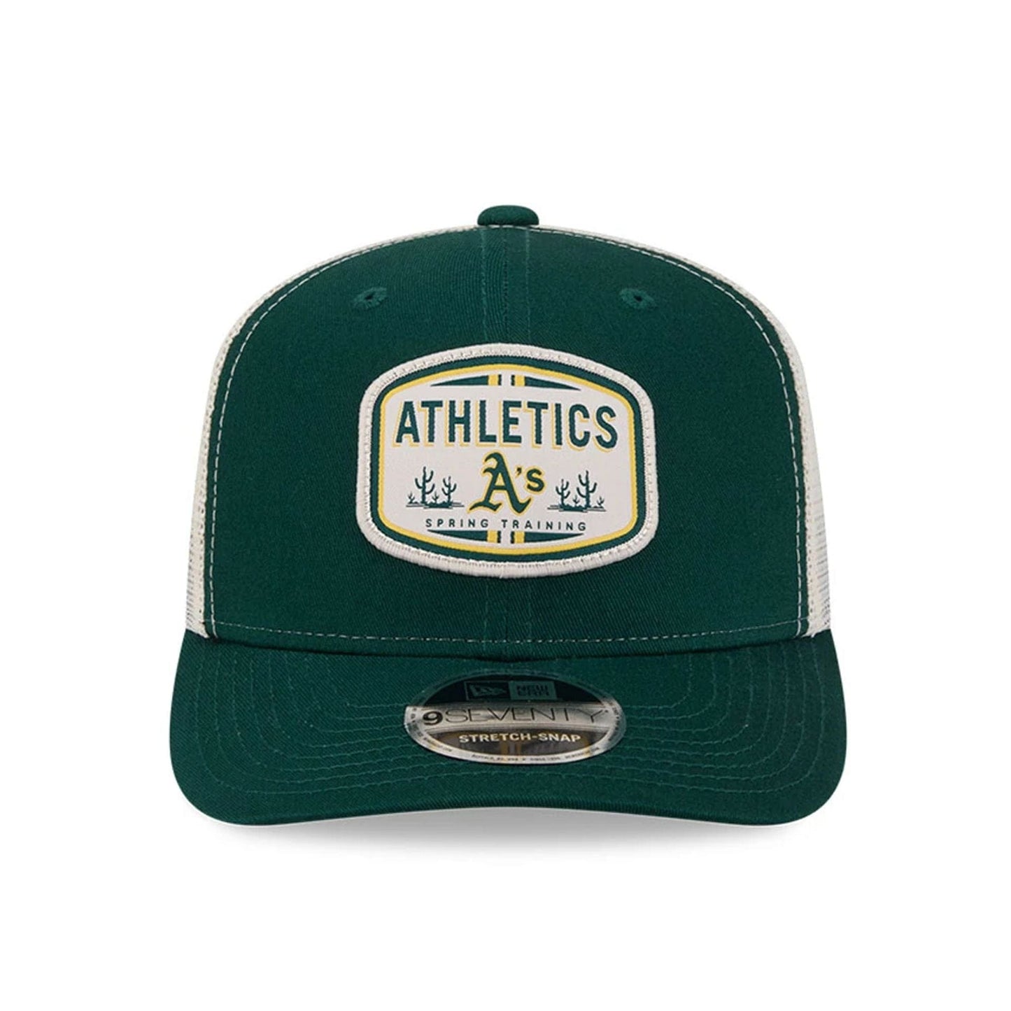 Pictured is this MLB Patch Athletics 9SEVENTY Stretch Snap cap in dark green. 3