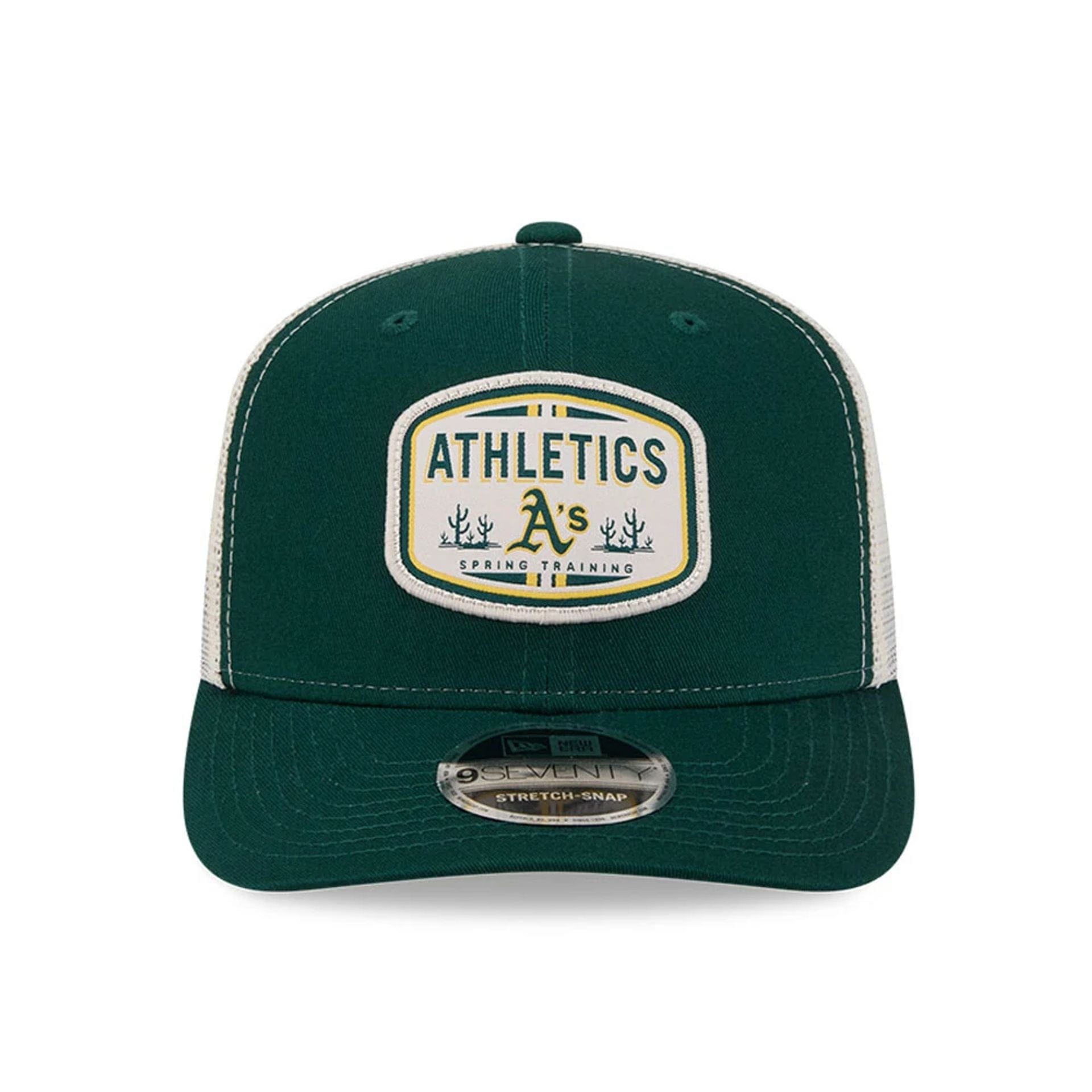 Pictured is this MLB Patch Athletics 9SEVENTY Stretch Snap cap in dark green. 3
