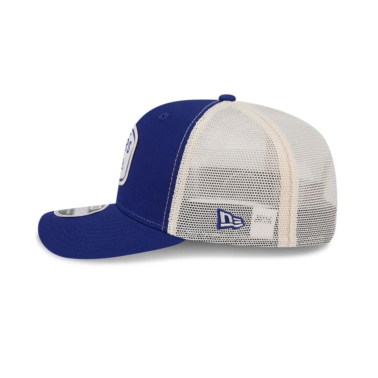 Pictured is this MLB Patch LA Dodgers 9SEVENTY Stretch Snap cap in dark blue. 5