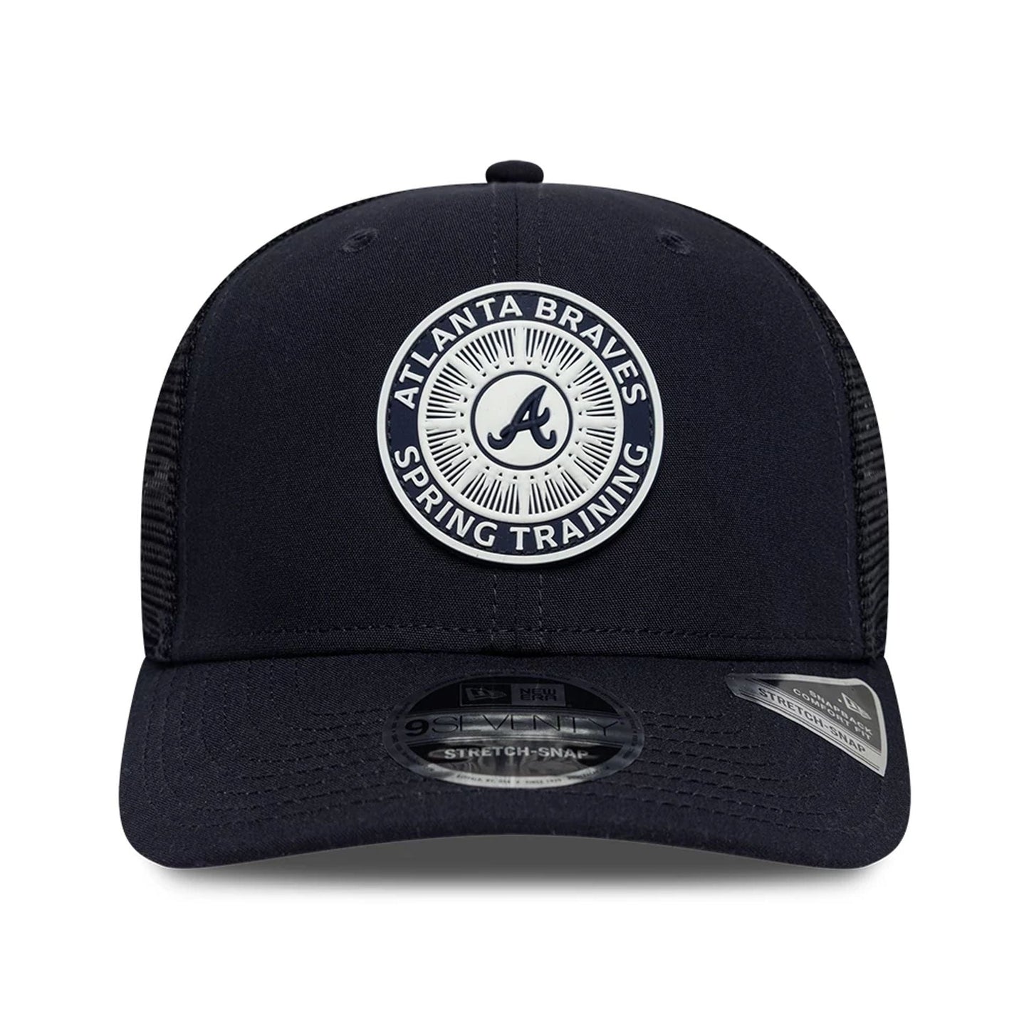 Pictured is this MLB Circles Atlanta Braves 9SEVENTY Stretch Snap cap in navy. 3