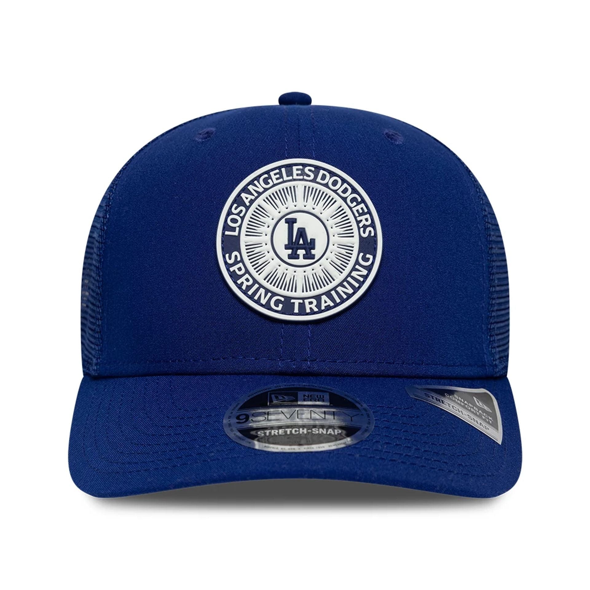 Pictured is this MLB Circles LA Dodgers 9SEVENTY Stretch Snap cap in dark blue. 3