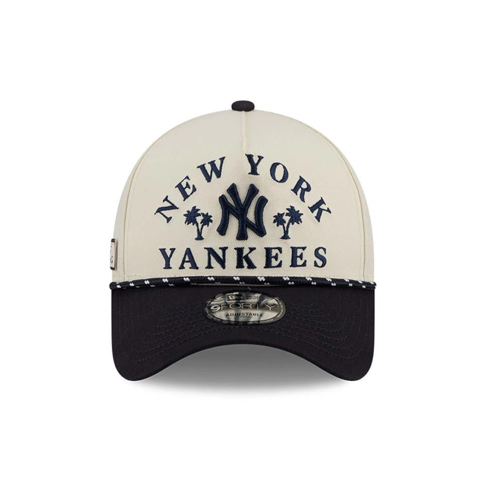 Pictured is this MLB Rope New York Yankees 9FORTY A-Frame cap in Cream. 3