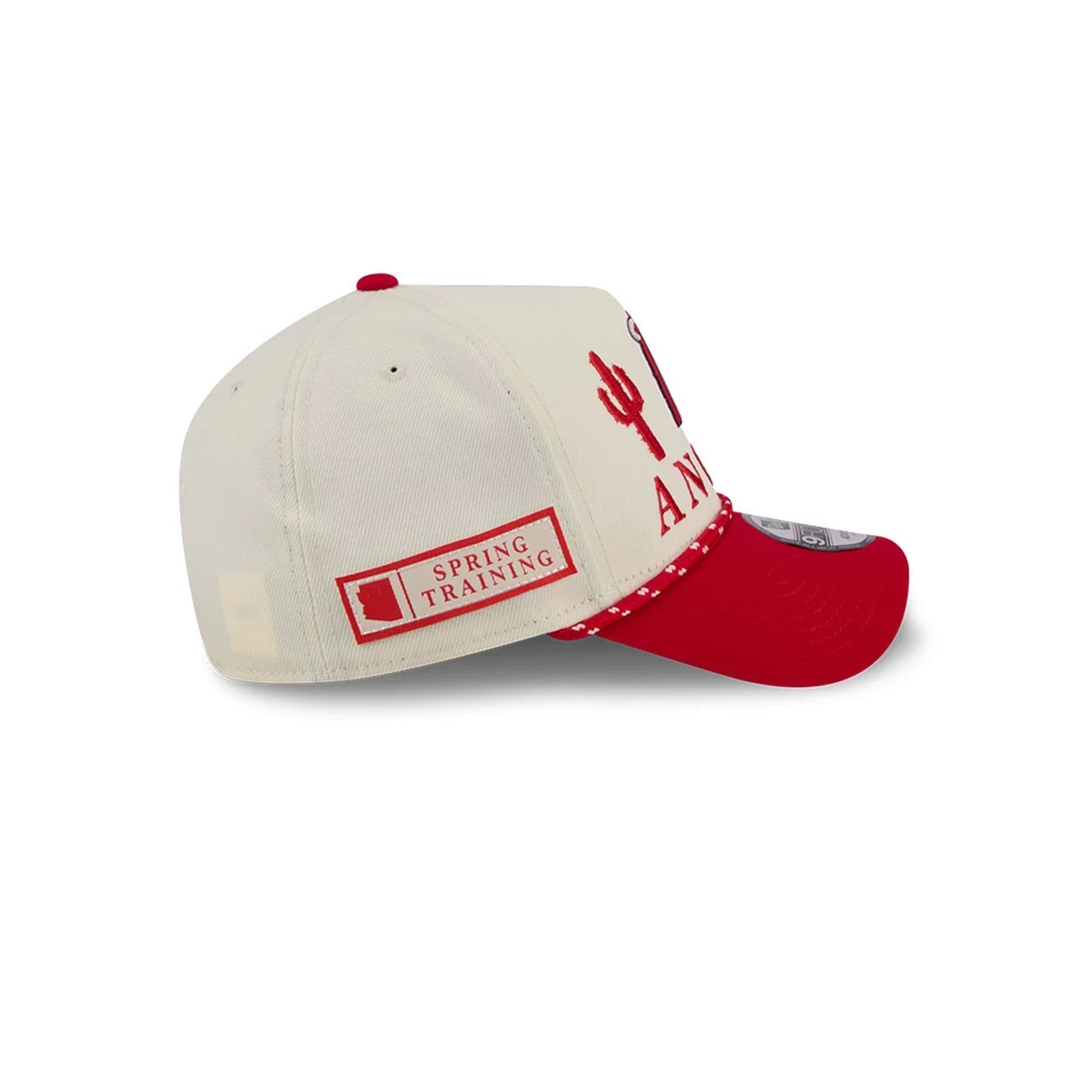 Pictured is this MLB Rope LA Angels 9FORTY A-Frame cap in red. 5