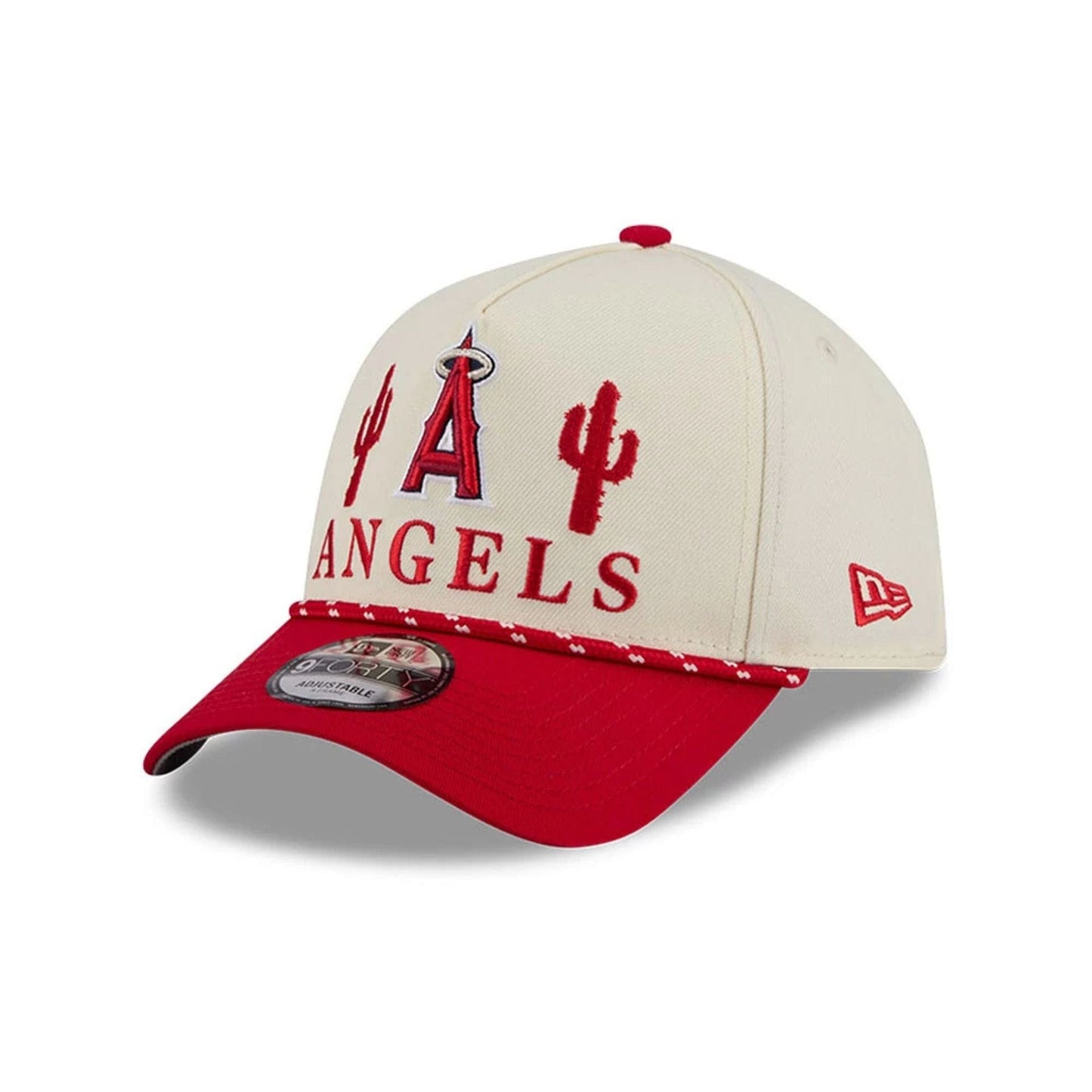 Pictured is this MLB Rope LA Angels 9FORTY A-Frame cap in red. 4