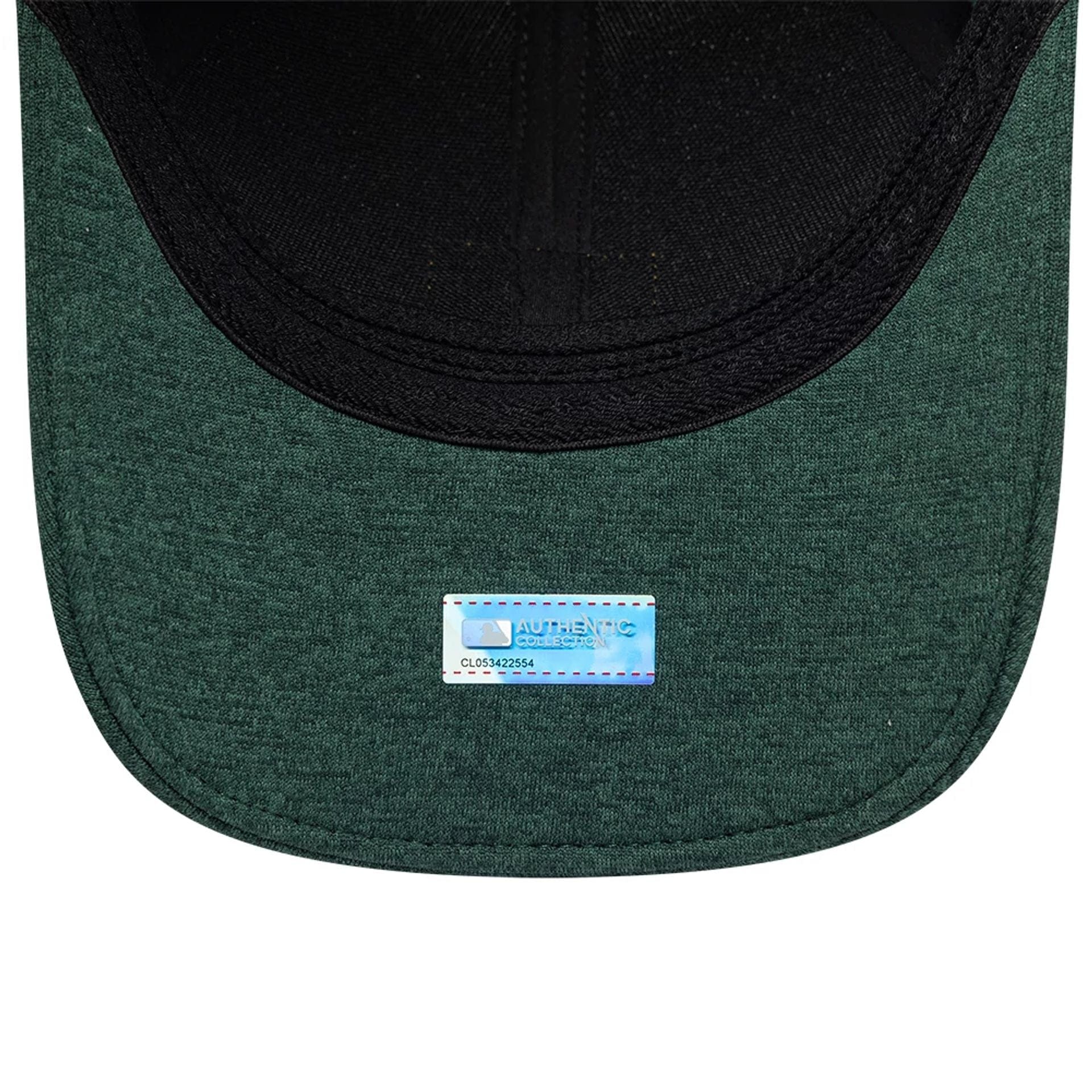 Pictured is this MLB Clubhouse Athletics 39THIRTY Infinity Stretch Fit cap in dark green. 7