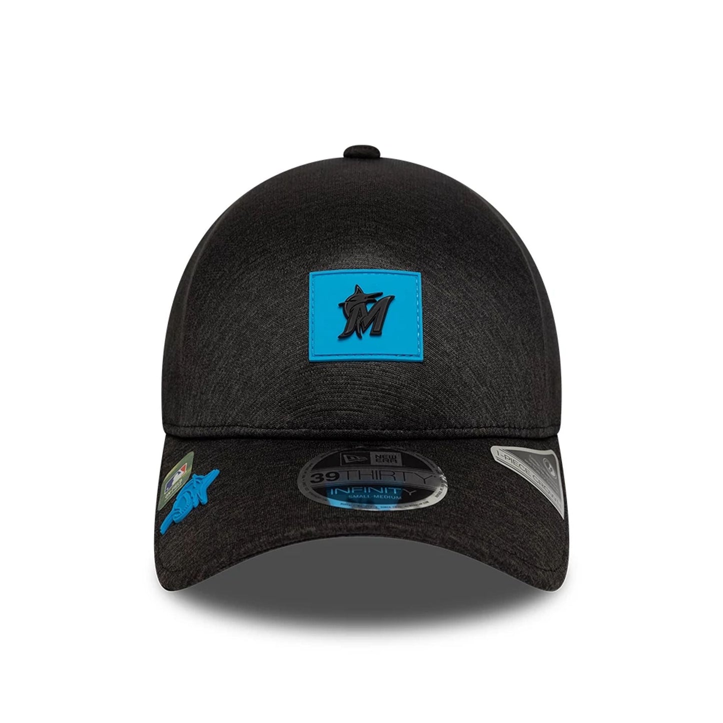 Pictured is this MLB Clubhouse Miami Marlins 39THIRTY Infinity Stretch Fit cap in black. 2