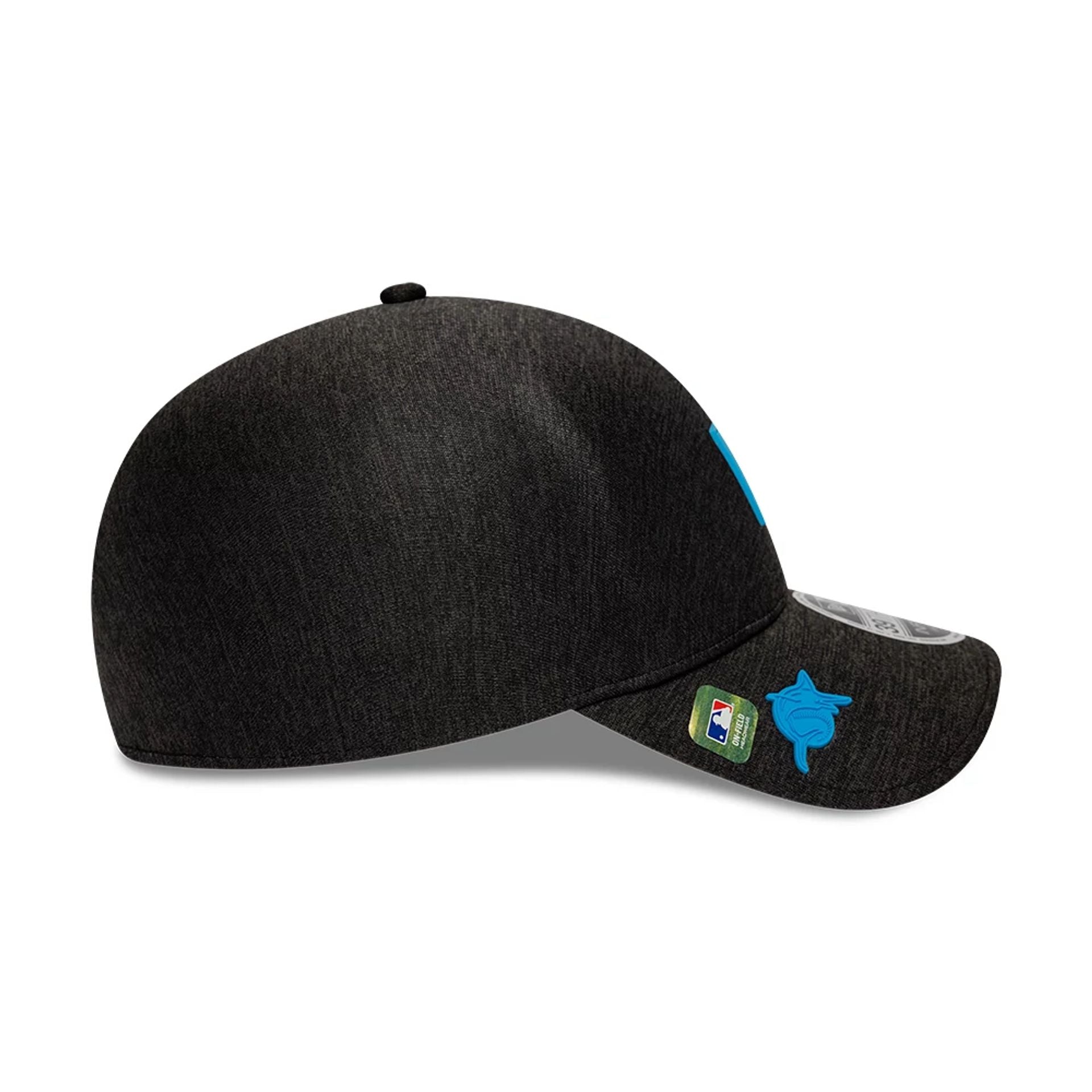 Pictured is this MLB Clubhouse Miami Marlins 39THIRTY Infinity Stretch Fit cap in black. 5