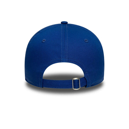 FC Porto Core Blue New Era 9TWENTY Cap, rear view showing the adjustable strap with buckle, two embroidered eyelets on the back panels, and a top button on the unstructured blue crown.