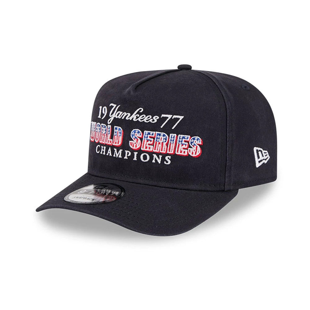 Pictured is this MLB Historic New York Yankees 9FIFTY A-Frame Snapback cap in navy. 4