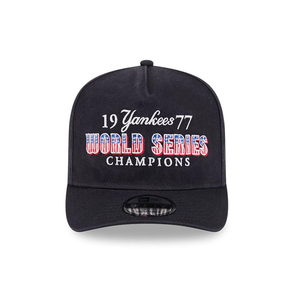 Pictured is this MLB Historic New York Yankees 9FIFTY A-Frame Snapback cap in navy. 3