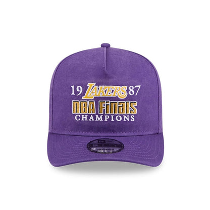 Pictured is this NBA Historic LA Lakers 9FIFTY A-Frame Snapback cap in purple. 3