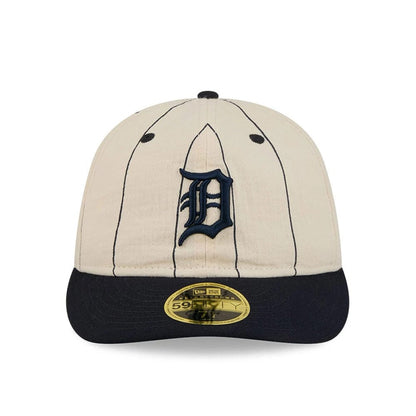 Pictured is this MLB Linen Detroit Tigers Retro Crown 59FIFTY Fitted cap in cream. 3