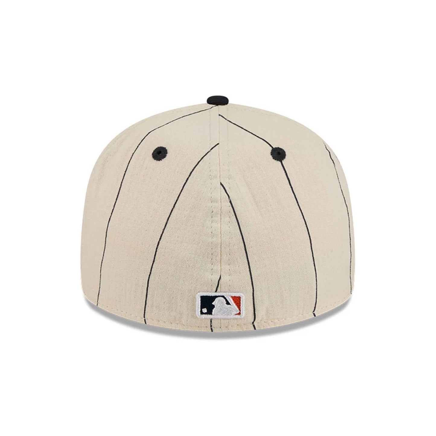 Pictured is this MLB Linen Detroit Tigers Retro Crown 59FIFTY Fitted cap in navy. 5