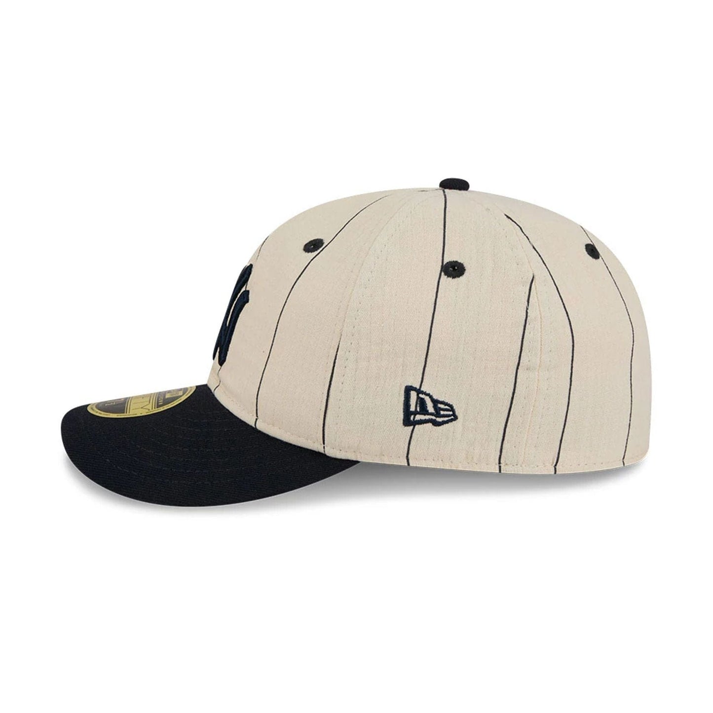 Pictured is this MLB Linen New York Yankees Retro Crown 59FIFTY Fitted cap in navy. 5