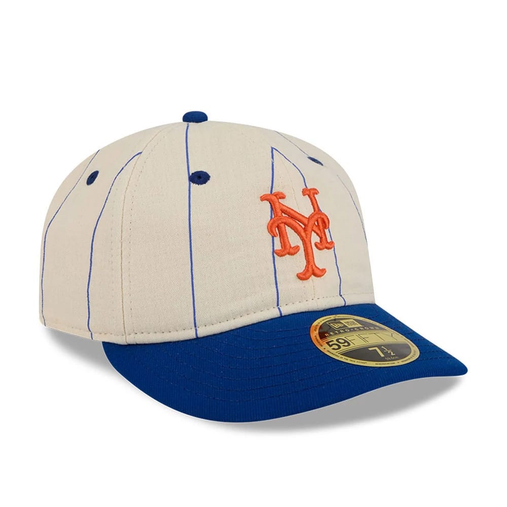Pictured is this MLB Linen New York Mets Retro Crown 59FIFTY Fitted cap in Cream. 4