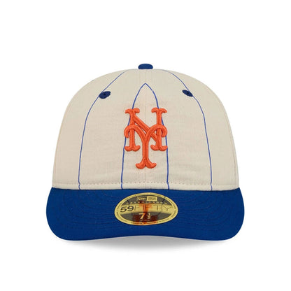 Pictured is this MLB Linen New York Mets Retro Crown 59FIFTY Fitted cap in blue. 3