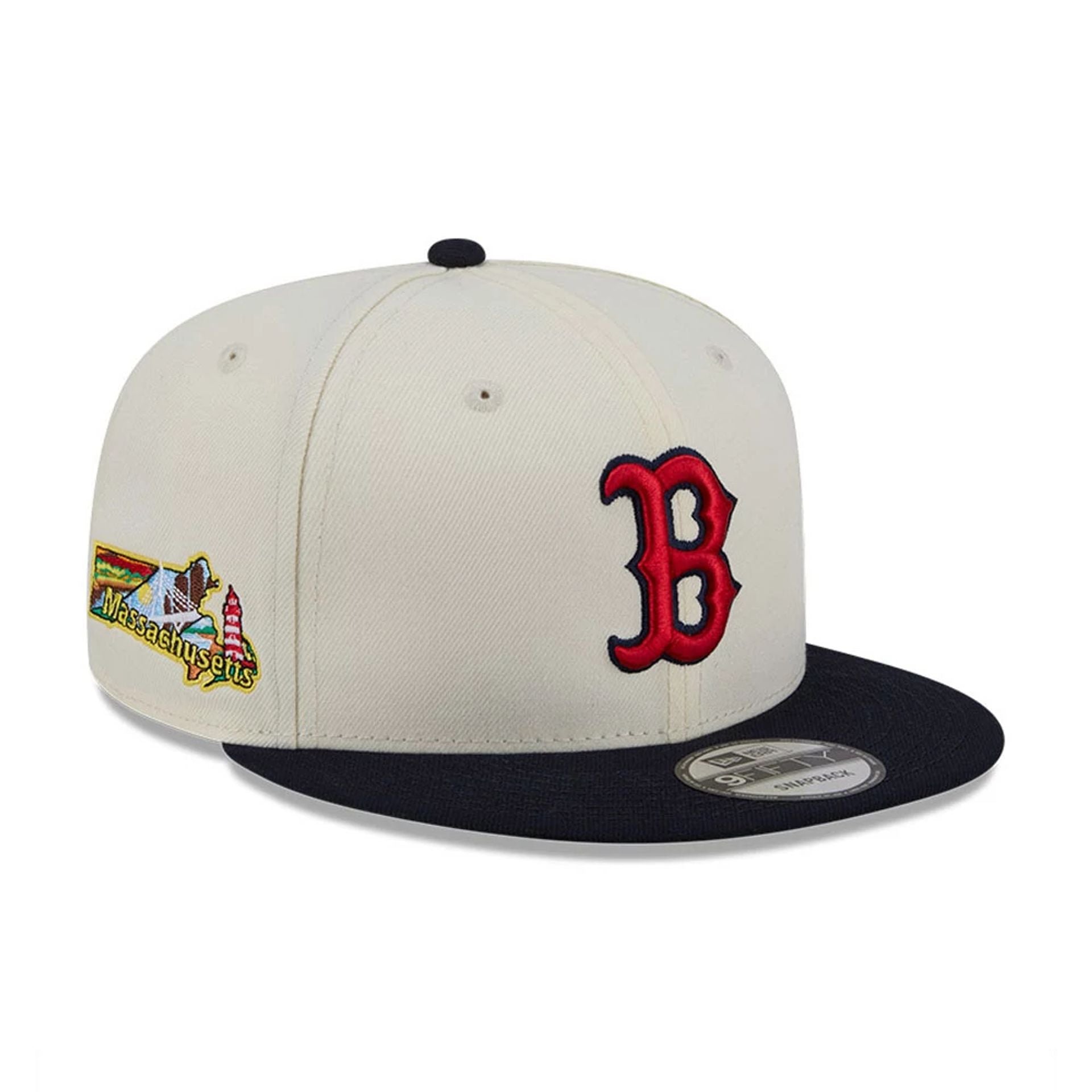 Pictured is this MLB Localized Boston Red Sox 9FIFTY Snapback cap in white. 1