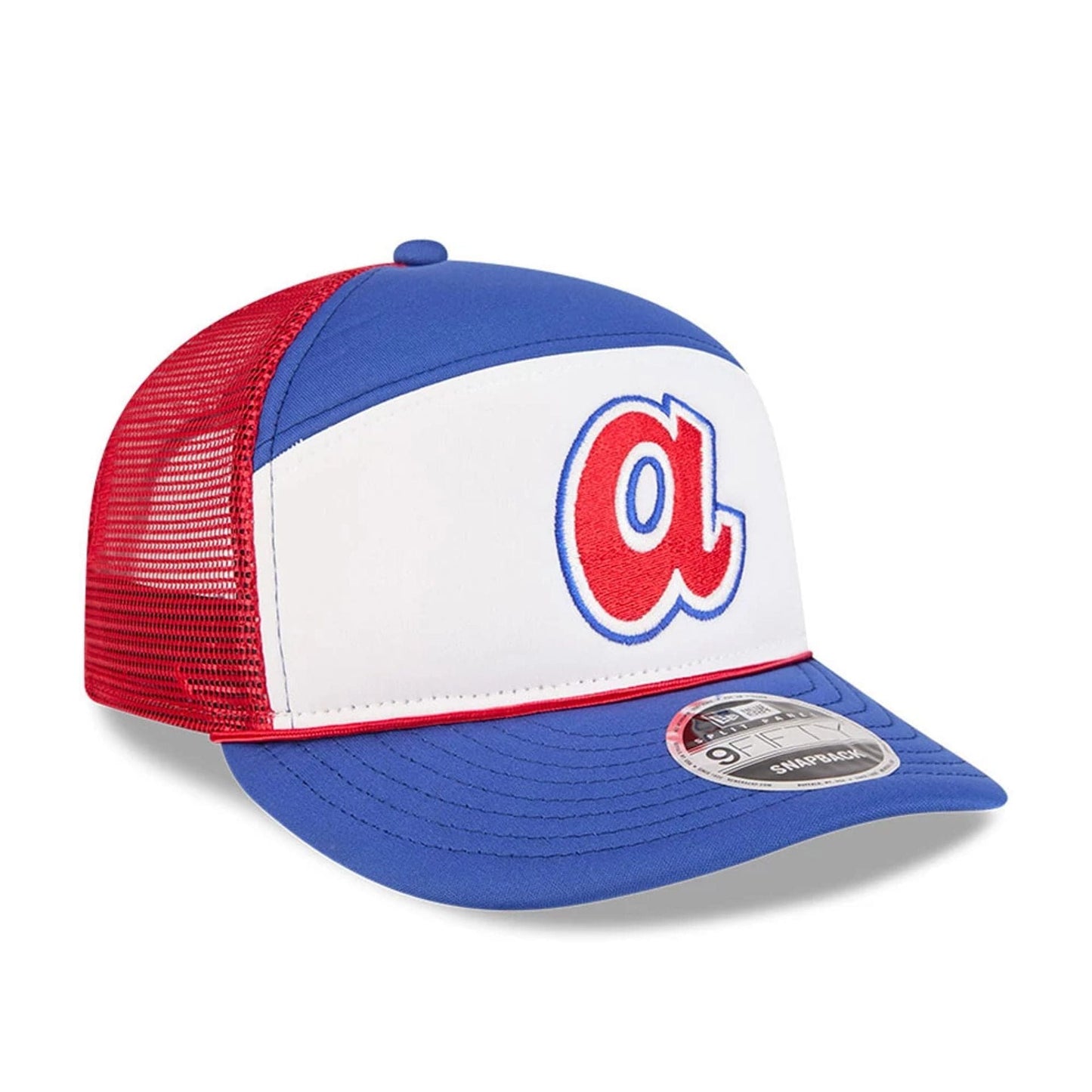 Pictured is this MLB Blocked Atlanta Braves 9FIFTY Split Panel Snapback cap in blue. 4