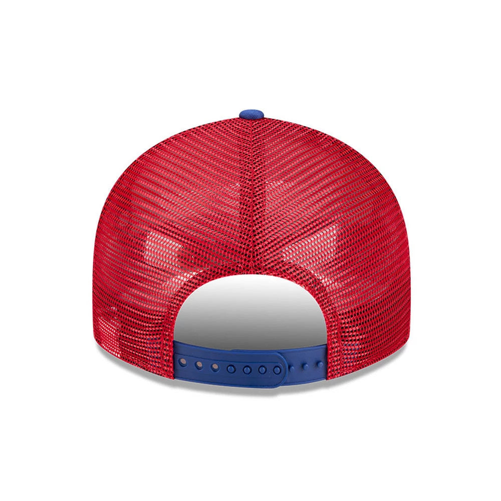 Pictured is this MLB Blocked Atlanta Braves 9FIFTY Split Panel Snapback cap in blue. 7