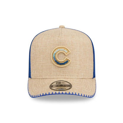Pictured is this MLB Beaded Chicago Cubs 9FIFTY A-Frame Trucker cap in Beige. 3