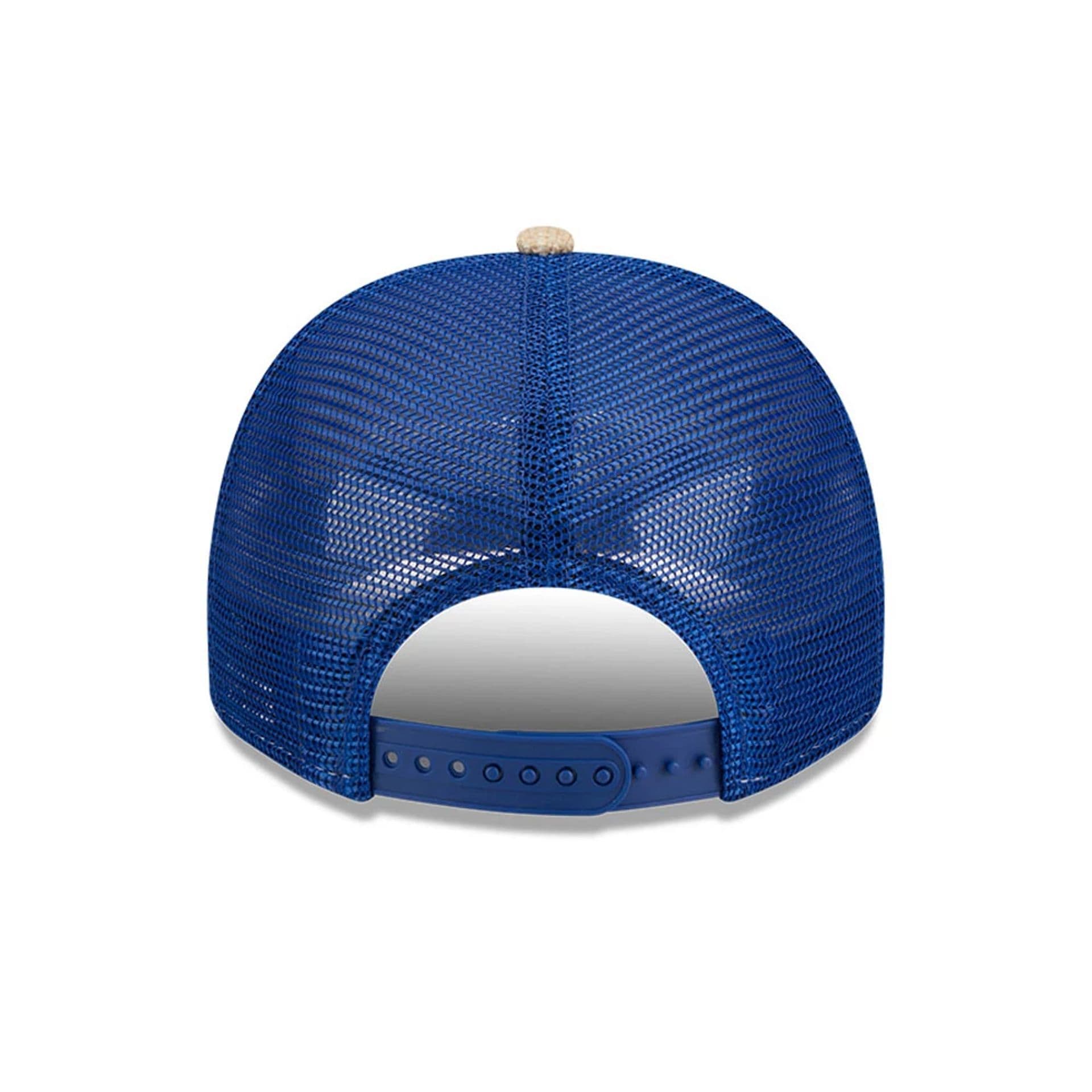 Pictured is this MLB Beaded Chicago Cubs 9FIFTY A-Frame Trucker cap in Beige. 7