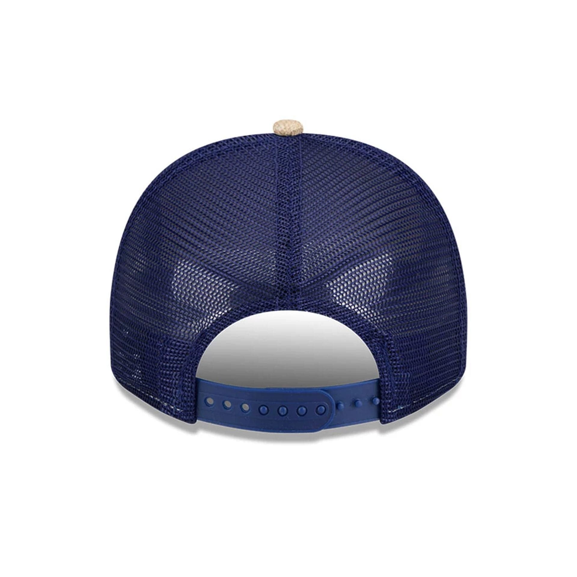 Pictured is this MLB Beaded LA Dodgers 9FIFTY A-Frame Trucker cap in beige. 8