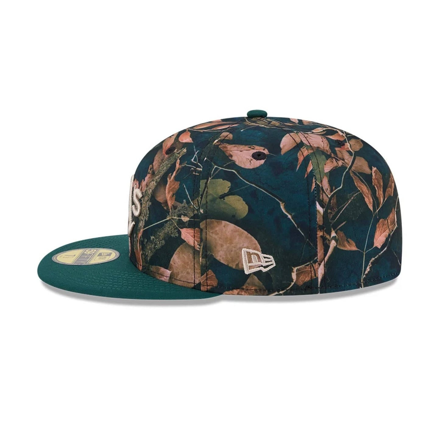 Pictured is this MLB Leaves Athletics 59FIFTY Fitted cap in dark green. 5
