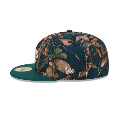 Pictured is this MLB Leaves Athletics 59FIFTY Fitted cap in dark green. 5