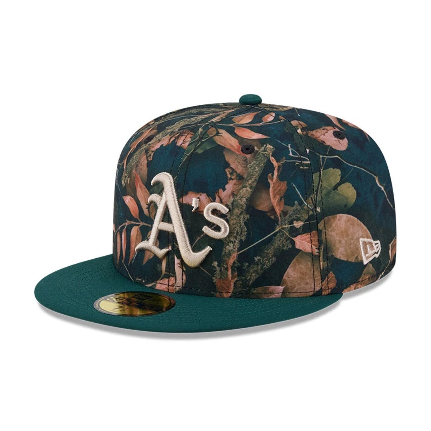 Pictured is this MLB Leaves Athletics 59FIFTY Fitted cap in dark green. 4