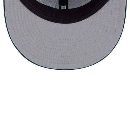 Pictured is this MLB Leaves Athletics 59FIFTY Fitted cap in dark green. 2