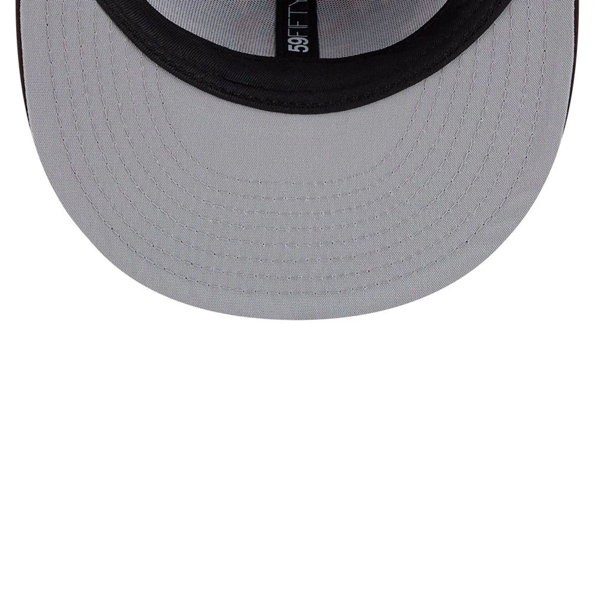 Pictured is this MLB Leaves San Diego Padres 59FIFTY Fitted cap in dark brown. 2