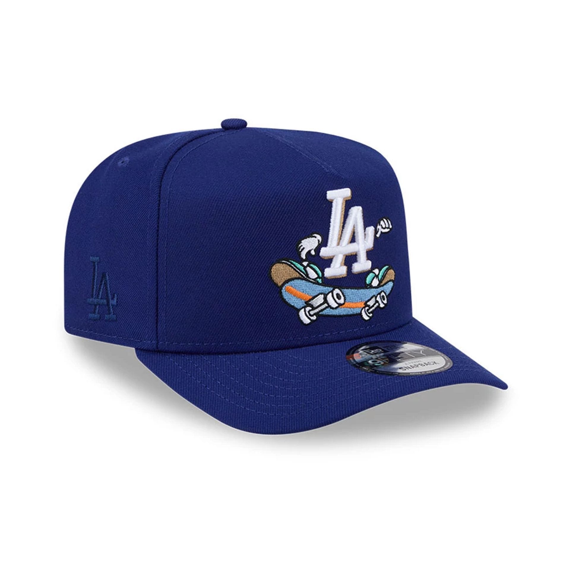 Pictured is this MLB Cartoon LA Dodgers 9FIFTY A-Frame Snapback cap in dark blue. 4