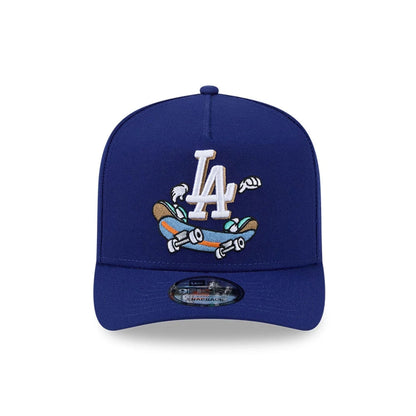Pictured is this MLB Cartoon LA Dodgers 9FIFTY A-Frame Snapback cap in dark blue. 3