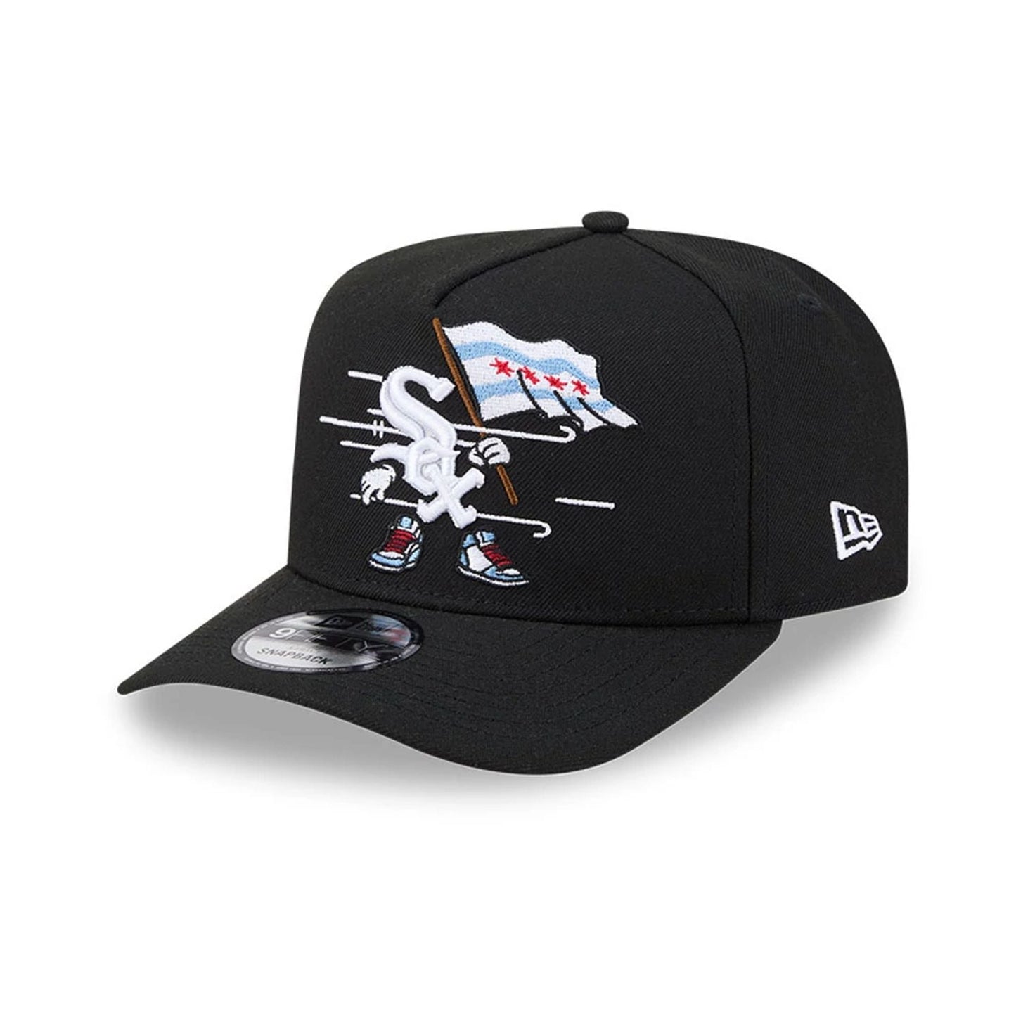 Pictured is this MLB Cartoon Chicago White Sox 9FIFTY A-Frame Snapback cap in black. 4