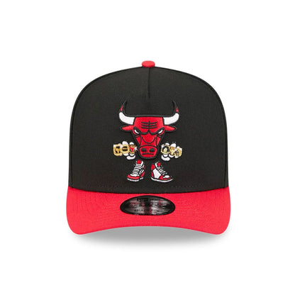 Pictured is this NBA Cartoon Chicago Bulls 9FIFTY A-Frame Snapback cap in black. 3
